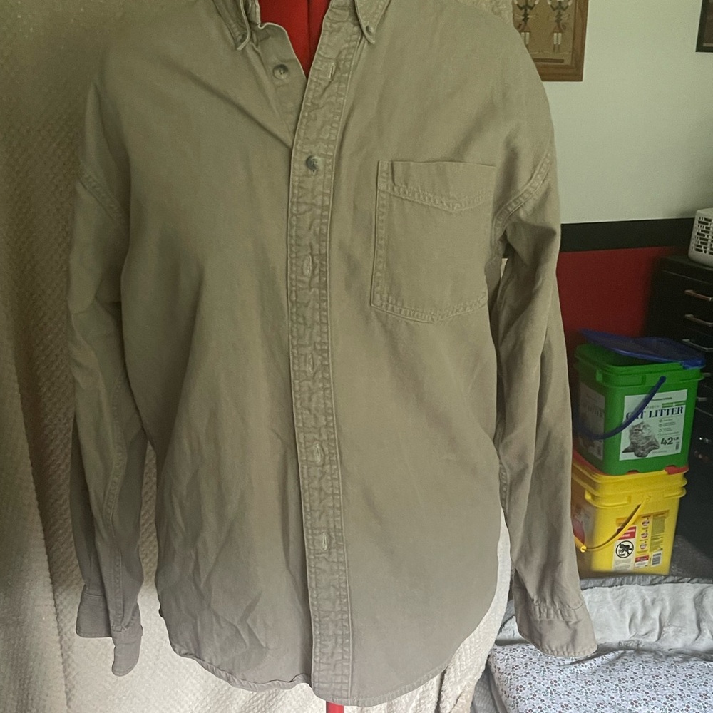 Club Room large long sleeve button down shirt. Lt. tan color made of 100% cotton